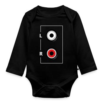 Stereo RCA Input - Organic Longsleeve Baby Bodysuit - black - Front