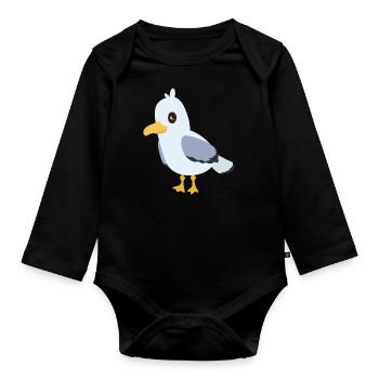 gull - Organic Longsleeve Baby Bodysuit - black - Front