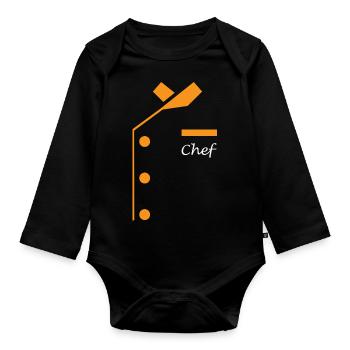 Chef Uniform Funny Cooking - Organic Longsleeve Baby Bodysuit - black - Front
