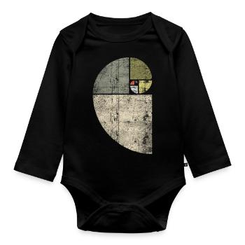 Distressed Fibonacci Spirale - Baby Bio-Langarm-Body - Schwarz - Vorne