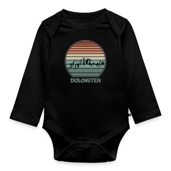 Dolomiten in Retro Längsstreifen Optik - Body Bébé bio manches longues - noir - Devant
