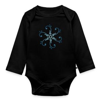 Musique, mandala, clef, clef basse, basse - Body Bébé bio manches longues - noir - Devant