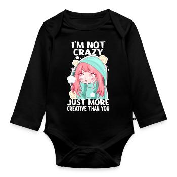 Cadeau anime fille manga kawaii - Body Bébé bio manches longues - noir - Devant