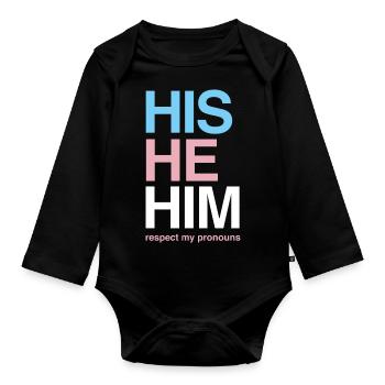 Drôle de cadeau transgenre - Body Bébé bio manches longues - noir - Devant