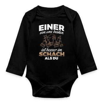 Schachturnier Schach Schachspieler - Baby Bio-Langarm-Body - Schwarz - Vorne