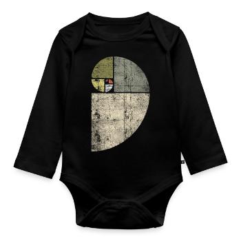 Distressed Fibonacci Spirale - Baby Bio-Langarm-Body - Schwarz - Vorne
