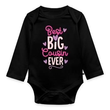 Beste Große Cousine Großcousine Geschenk - Baby Bio-Langarm-Body - Schwarz - Vorne