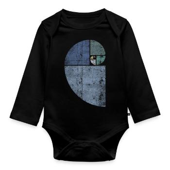 Distressed Fibonacci Spirale - Baby Bio-Langarm-Body - Schwarz - Vorne