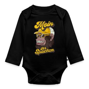 COLLER OGORILLA AFFE NORDDEUTSCHE SPRÜCHE - Baby Bio-Langarm-Body - Schwarz - Vorne