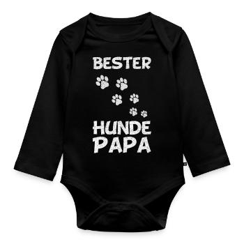 Bester Hundepapa Vater Hundepfoten Herrchen Dog - Baby Bio-Langarm-Body - Schwarz - Vorne