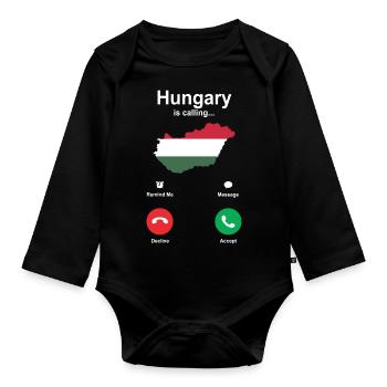 Hongrie Drapeau De l’Union européenne Cadeau - Body Bébé bio manches longues - noir - Devant