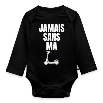 Jamais sans ma trottinette - Body Bébé bio manches longues - noir - Devant