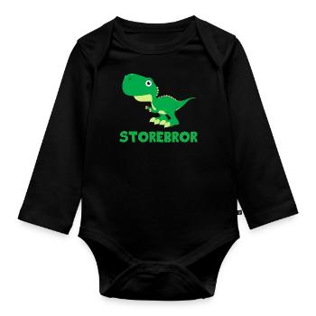 Big Brother Dino Dinosaur Brothers Gift Best Animals - Organic Longsleeve Baby Bodysuit - black - Front