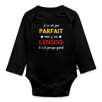 Je ne suis pas parfait je suis lensois - Body Bébé bio manches longues - noir - Devant