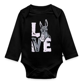 donkey - Organic Longsleeve Baby Bodysuit - black - Front