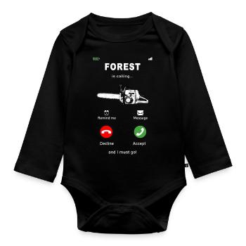 The forest is calling - Organic Longsleeve Baby Bodysuit - black - Front