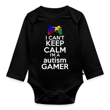 autism - Organic Longsleeve Baby Bodysuit - black - Front