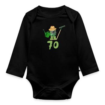 gärtner,geburtstag,70, faultier, rechen,giesskanne - Baby Bio-Langarm-Body - Schwarz - Vorne