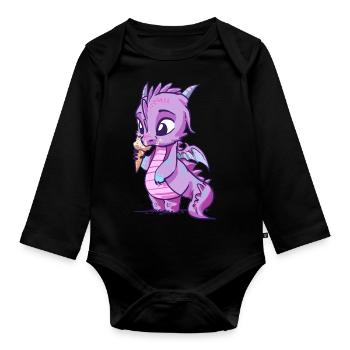 Drachengeschenk für einen Fantasy-Nerd - Baby Bio-Langarm-Body - Schwarz - Vorne
