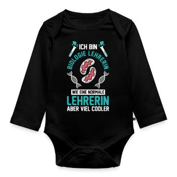 Biologie Bio Lehrer - Baby Bio-Langarm-Body - Schwarz - Vorne