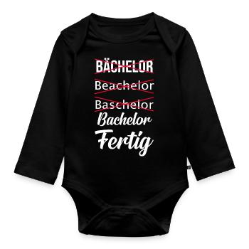 Bachelorabschluss Bachelorparty Bachelor Bachelort - Baby Bio-Langarm-Body - Schwarz - Vorne
