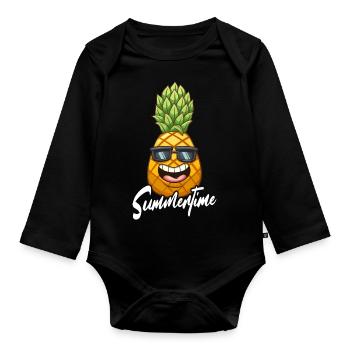 Pineapple Sunglasses Fruit Summer Holiday Gift - Organic Longsleeve Baby Bodysuit - black - Front