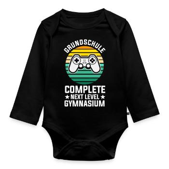 Gamer Zocker Zocken Gaming Konsole Grundschule - Baby Bio-Langarm-Body - Schwarz - Vorne