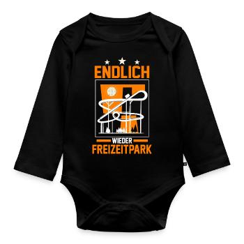 Freizeitpark Vergnügungspark Achterbahn Kirmes - Baby Bio-Langarm-Body - Schwarz - Vorne
