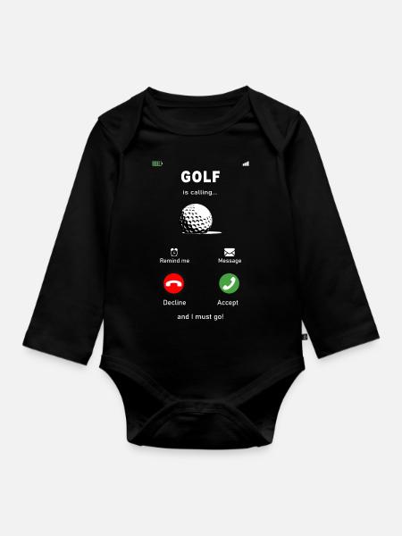 Golf is calling. Golf, Minigolf, Golfball - Baby Bio-Langarm-Body - Schwarz