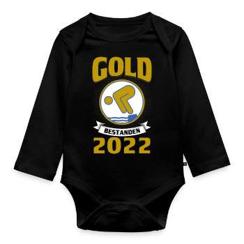 Schwimmer Schwimmen Gold Geschenk - Baby Bio-Langarm-Body - Schwarz - Vorne