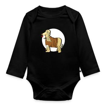 Afghanischer Windhund - Baby Bio-Langarm-Body - Schwarz - Vorne