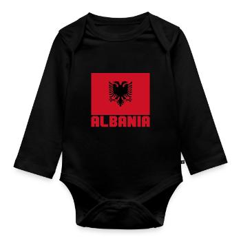 Albania - Organic Longsleeve Baby Bodysuit - black - Front