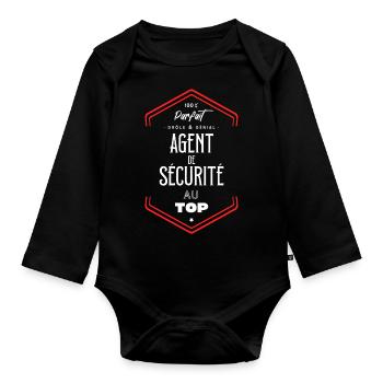 Agent de sécurité parfait et au top - Body Bébé bio manches longues - noir - Devant