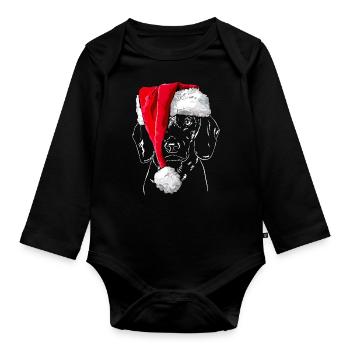 Santa BAVARIAN MOUNTAIN SWEAT DOG Noël - Body Bébé bio manches longues - noir - Devant