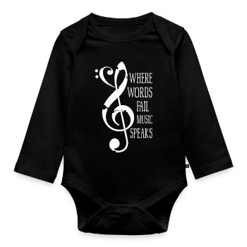 I love Music - Baby Bio-Langarm-Body - Schwarz - Vorne