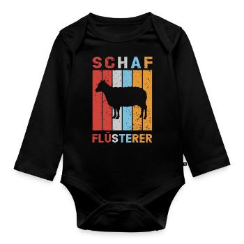 Schaf Flüsterer Schafe Schafbock Lamm Schäfer - Baby Bio-Langarm-Body - Schwarz - Vorne