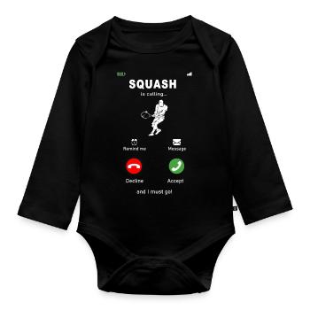 Squash is calling - Organic Longsleeve Baby Bodysuit - black - Front
