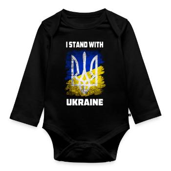 Je soutiens l’Ukraine - Body Bébé bio manches longues - noir - Devant