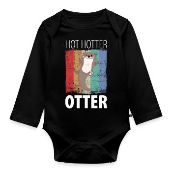 Hot Hotter Otter - Organic Longsleeve Baby Bodysuit - black - Front
