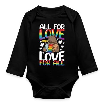 All For Love And Love For All für Eltern - Baby Bio-Langarm-Body - Schwarz - Vorne