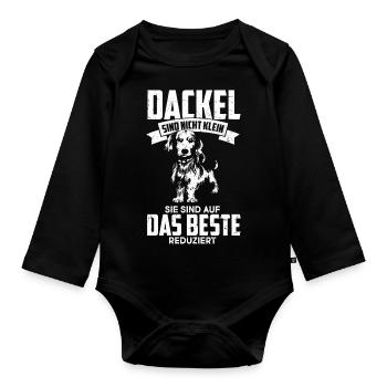 Dackel sind auf das Beste Reduziert Dackel Geschen - Baby Bio-Langarm-Body - Schwarz - Vorne