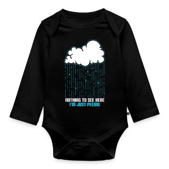 Nothing To See Here I'm Just Peeing - Organic Longsleeve Baby Bodysuit - black - Front