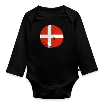 Denmark Flag Scandinavia Danish Flag Travel - Organic Longsleeve Baby Bodysuit - black - Front