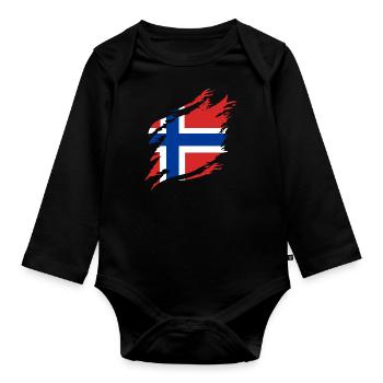 Norvège Drapeau Scandinavie Drapeau norvégien - Body Bébé bio manches longues - noir - Devant