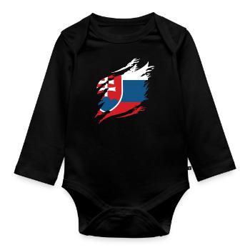 Slovaquie drapeau slovaque vintage drapeau slovaque - Body Bébé bio manches longues - noir - Devant
