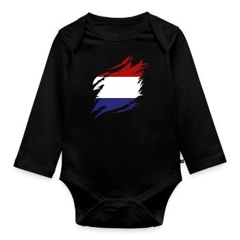 Pays-Bas Drapeau Hollande Drapeau néerlandais - Body Bébé bio manches longues - noir - Devant
