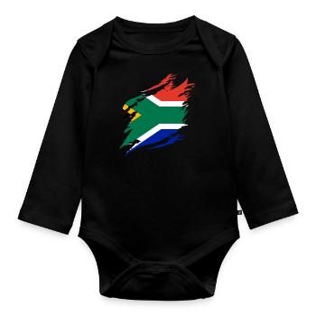 Afrique du Sud Drapeau Afrique Afrique Afrique du Sud - Body Bébé bio manches longues - noir - Devant