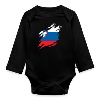 Slowenien Flagge Balkan Slowenische Fahne Vintage - Baby Bio-Langarm-Body - Schwarz - Vorne