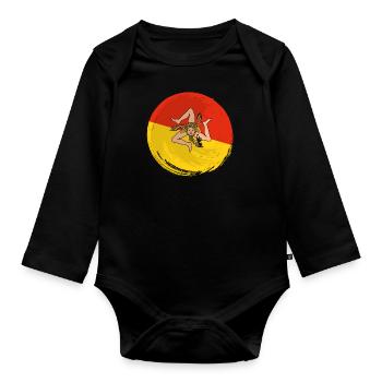 Drapeau de la Sicile Italie Palerme Trinacria Italia - Body Bébé bio manches longues - noir - Devant
