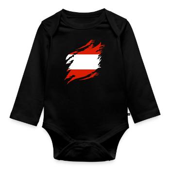 Drapeau de l’Autriche Drapeau autrichien AT - Body Bébé bio manches longues - noir - Devant